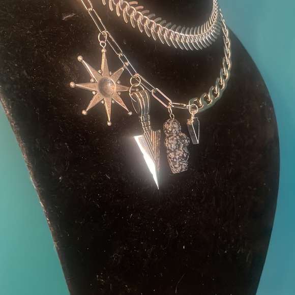 Designer inspired multilayered silver necklace - Picture 4 of 6